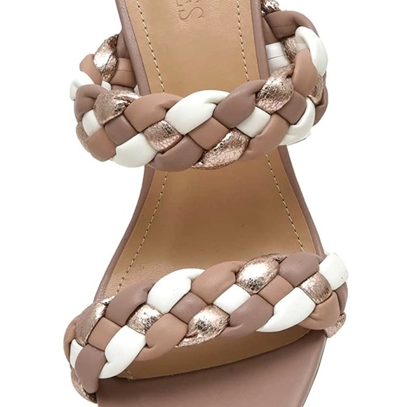 Braided Taupe Multi Vegan Leather Heel - Picture 2 of 5